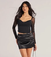 Chic Hour Ruched Satin Mini Skort