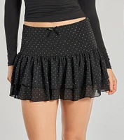 Subtle Charm High-Rise Rhinestone Skort