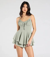 Swept Away Tie-Back Ruffled Romper