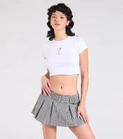 Cute Icon Gingham Belted Mini Skort