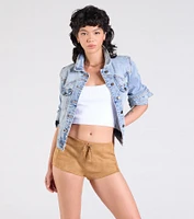 Sweet Beginnings Lace-Up Faux Suede Hot Shorts