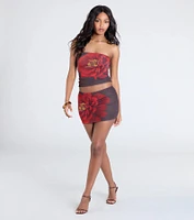 Bold Flirt Floral Mesh Mini Skirt