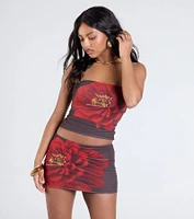 Bold Flirt Floral Mesh Mini Skirt