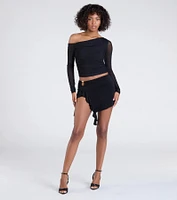 Feeling Myself Slit Ruffle Mini Skirt