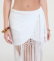 Iconic Getaway Tie-Waist Wrap Fringe Skirt