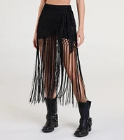 Iconic Getaway Tie-Waist Wrap Fringe Skirt