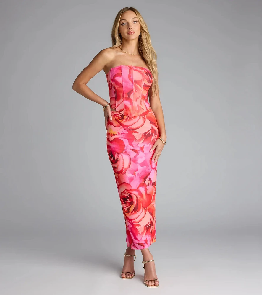 She Came to Slay Floral Maxi Skirt