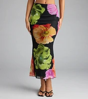 Island Muse Tropical Floral Maxi Skirt