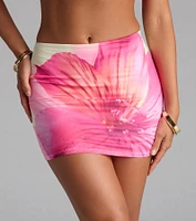 Summer Snapshot Floral Mesh Mini Skirt