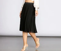 Pleated Mesh Midi Skirt