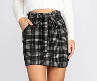 Plaid Paper Bag Tie Wast Mini Skirt