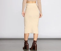 Button Detail Sweater Midi Skirt