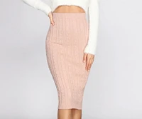 Cable Knit Midi Skirt