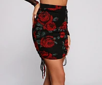 Sweet Rose Ruched Mini Skirt