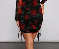 Sweet Rose Ruched Mini Skirt