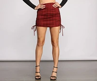 Plaid Perfection Ruched Mini Skirt