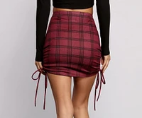 Plaid Perfection Ruched Mini Skirt