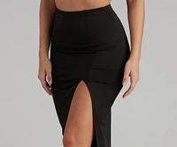 Basic High Slit Midi Skirt