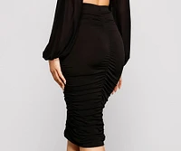 Stylish Moment Ruched Midi Skirt