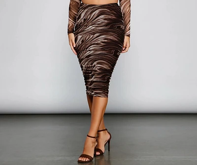 Trendy Marble Mesh Midi Skirt