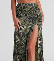 Cali Palms Tropical Slit Maxi Skirt