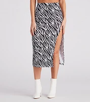 Wild Style Zebra Print Midi Skirt