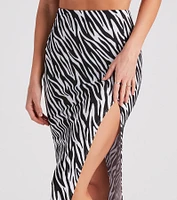 Wild Style Zebra Print Midi Skirt