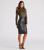 Business Babe Faux Leather Skirt