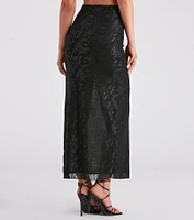 Glamorous Allure Ruched Lace Maxi Skirt