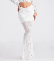 Wrapped Rhinestone Maxi Skirt