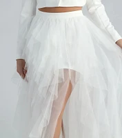 Korrie Formal High-Rise Tulle Slit Maxi Skirt