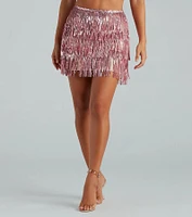 Shake It Up Sequin Fringe Mini Skirt