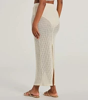 Sunny Chic High Slit Crochet Maxi Skirt