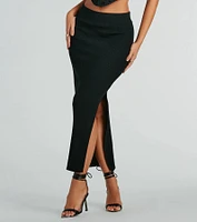 Twice The Love Rib Knit Midi Skirt