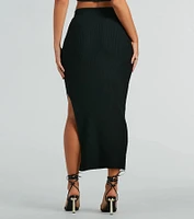 Twice The Love Rib Knit Midi Skirt