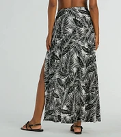 Tropical Vibes High Slit Wrap Maxi Skirt