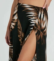 Vacation Queen High-Rise Slit Tropical Maxi Skirt