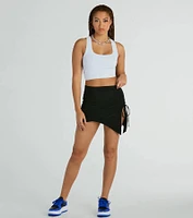 Hold It Down Ruched Asymmetrical Mini Skirt