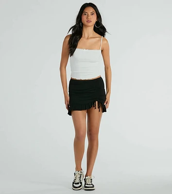 Made Ya Wink Mid-Rise Ruffle Mini Skirt