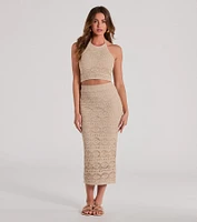 Blissful View High Rise Crochet Midi Skirt