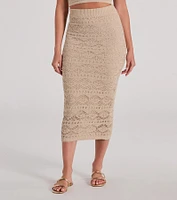 Blissful View High Rise Crochet Midi Skirt