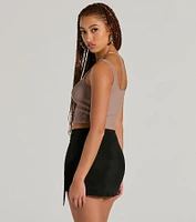 Boho Flair High Rise Fringe Faux Suede Mini Skirt