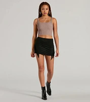 Boho Flair High Rise Fringe Faux Suede Mini Skirt