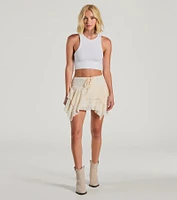 Cutie Lace Lattice Hanky Hem Mini Skirt