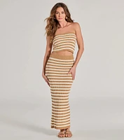 Seaside Cutie Striped Slit Knit Midi Skirt