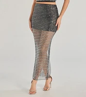 All That Shines Rhinestone Fishnet Maxi Skirt