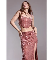 Forever Love Floral Velvet Burnout Midi Skirt