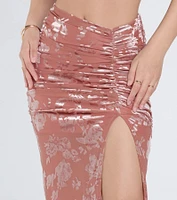 Forever Love Floral Velvet Burnout Midi Skirt