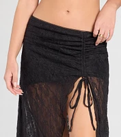 Breezy Boho Sheer Lace Asymmetric Maxi Skirt
