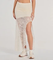 Boho Beauty High Slit Lace Maxi Skirt